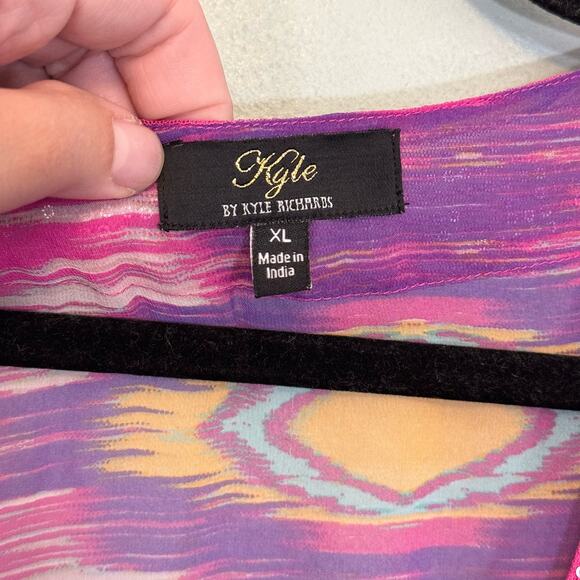 Kyle by Kyle Richards Angel Ikat Print Kaftan Cover Up Women XL Pink Swimwear - Picture 8 of 8